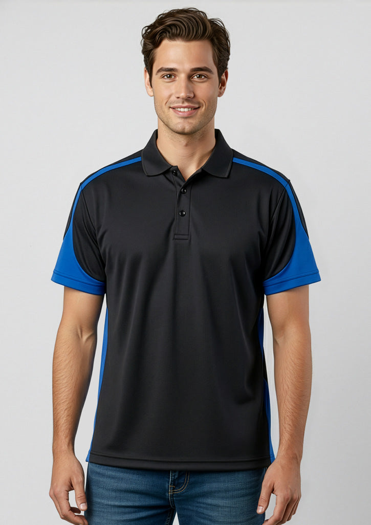 Mens Talon Short Sleeve Polo - Black/Royal
