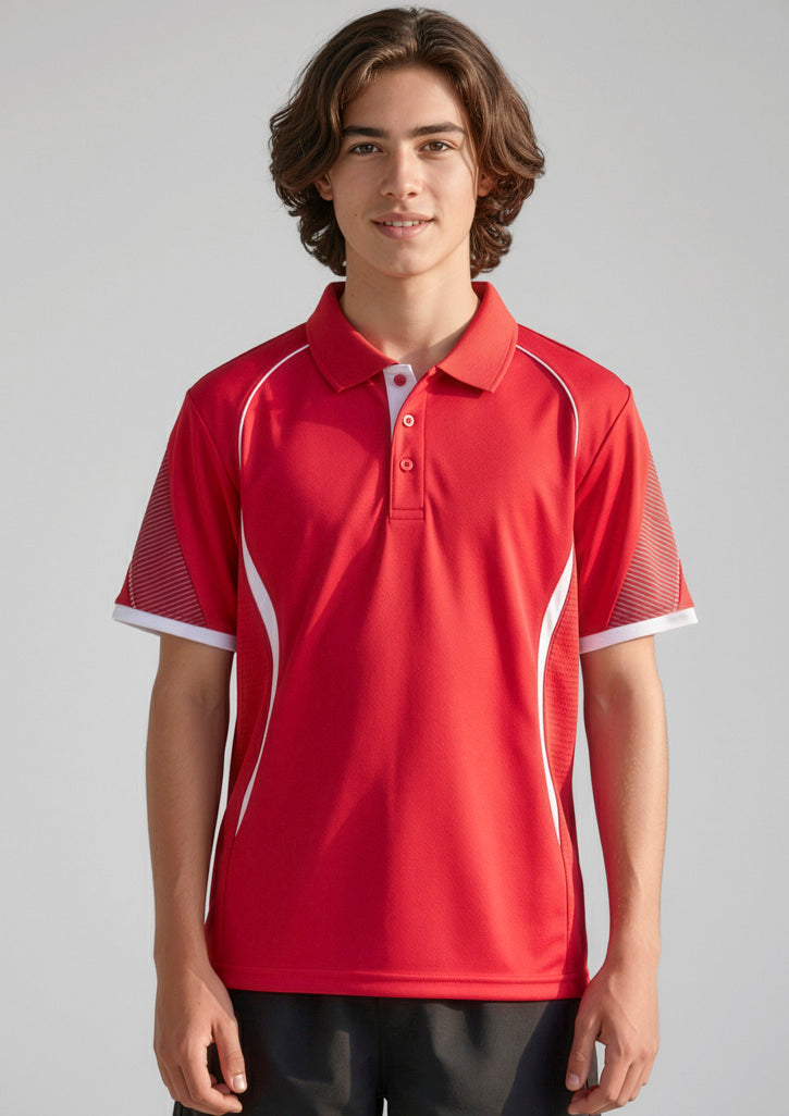 Kids Razor Short Sleeve Polo - Red/White