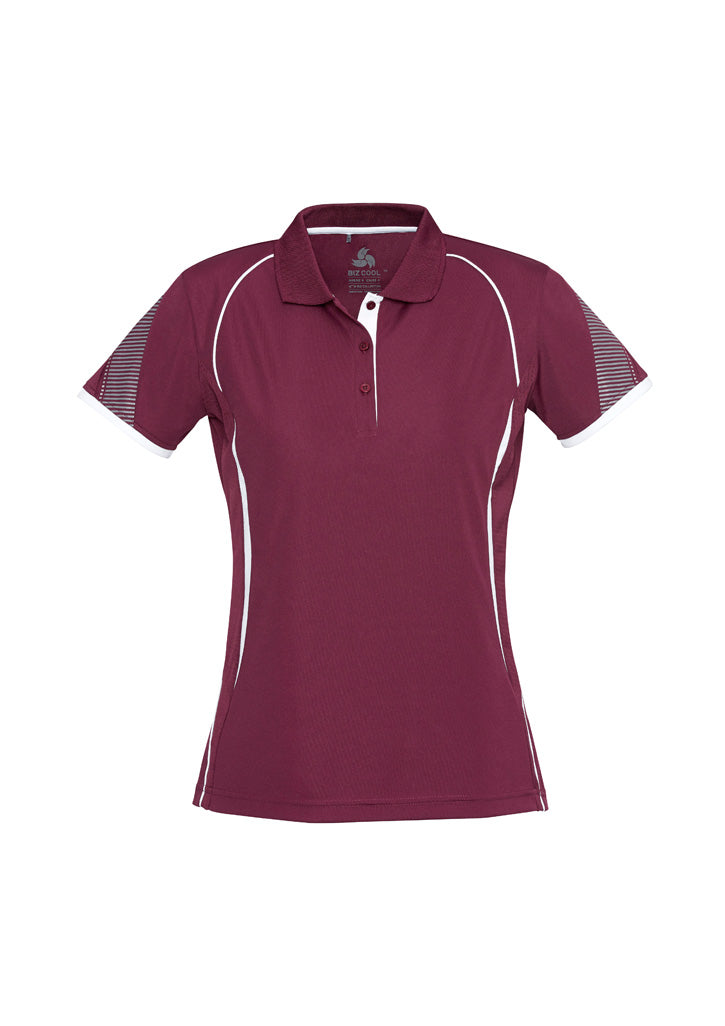 Womens Razor Short Sleeve Polo - Maroon/White