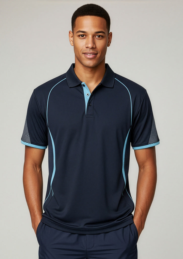 Mens Razor Short Sleeve Polo - Navy/Sky