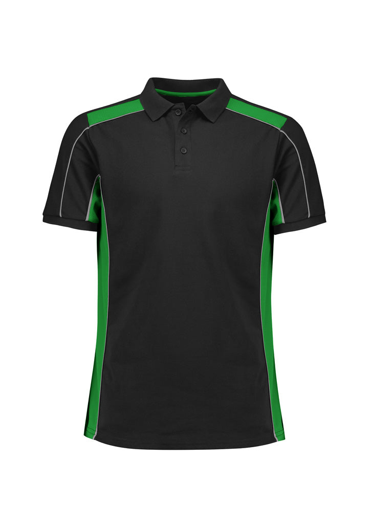 Unisex Grid Short Sleeve Polo - Black/Green