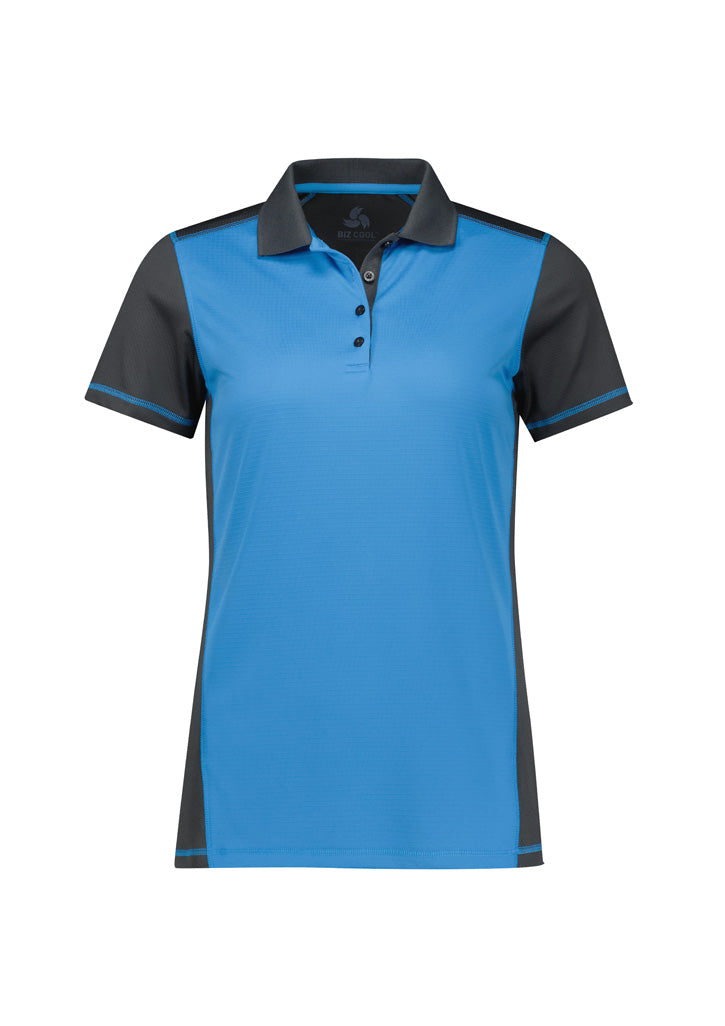 Womens Dart Short Sleeve Polo - Grey/Cyan