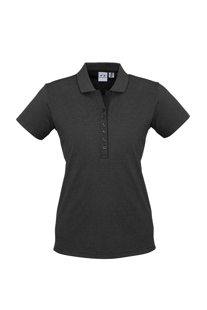 Womens Shadow Short Sleeve Polo - Graphite Black