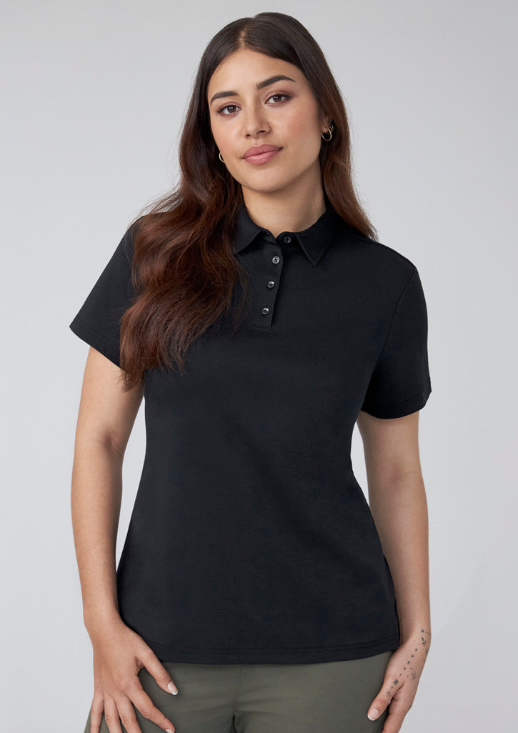 Womens Lotus Short Sleeve Polo - Black