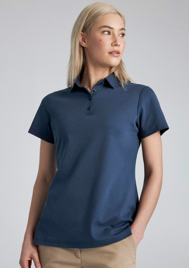 Womens Lotus Short Sleeve Polo - Mineral Blue
