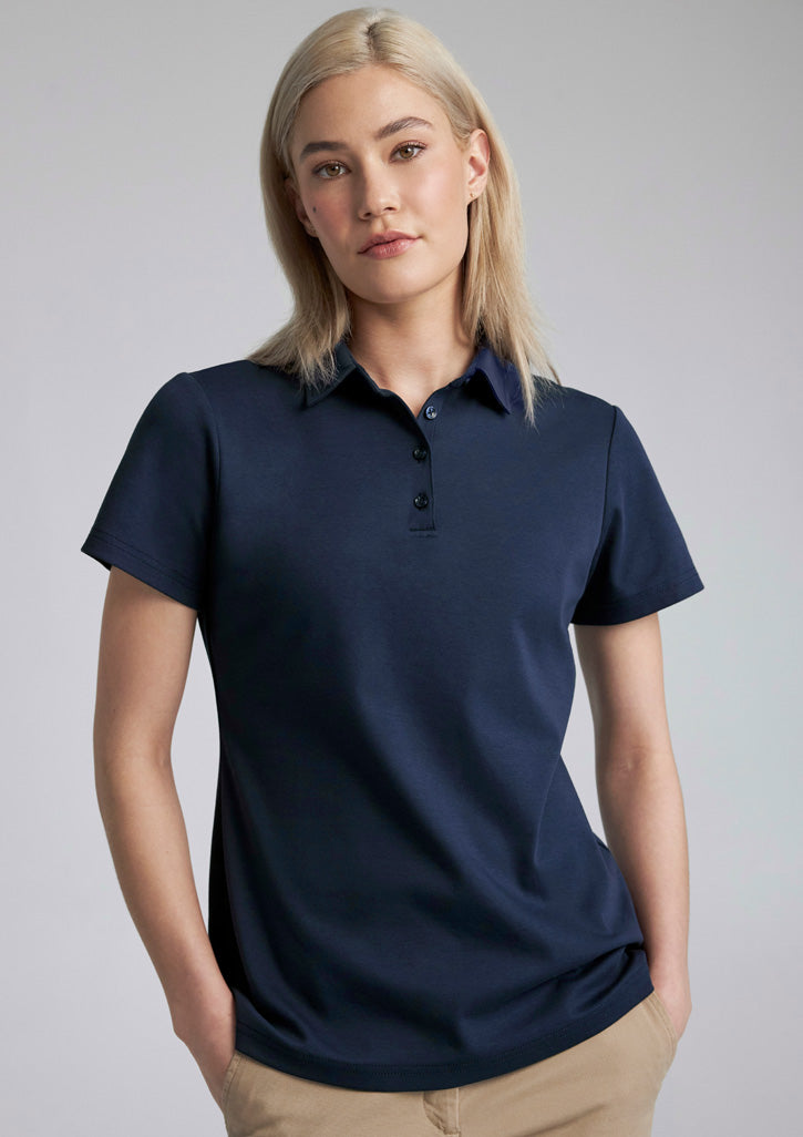 Womens Lotus Short Sleeve Polo - Navy