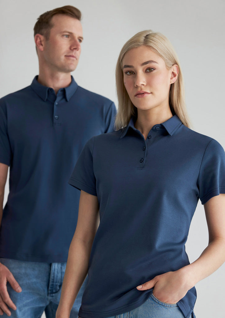 Mens Lotus Short Sleeve Polo - Mineral Blue