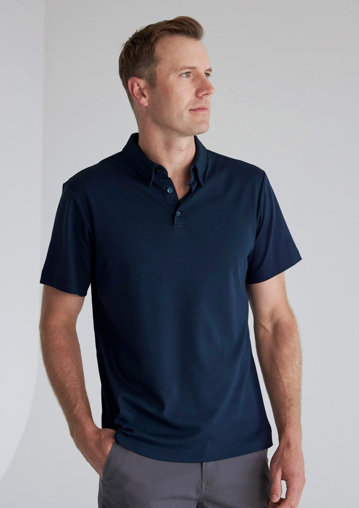 Mens Lotus Short Sleeve Polo - Navy