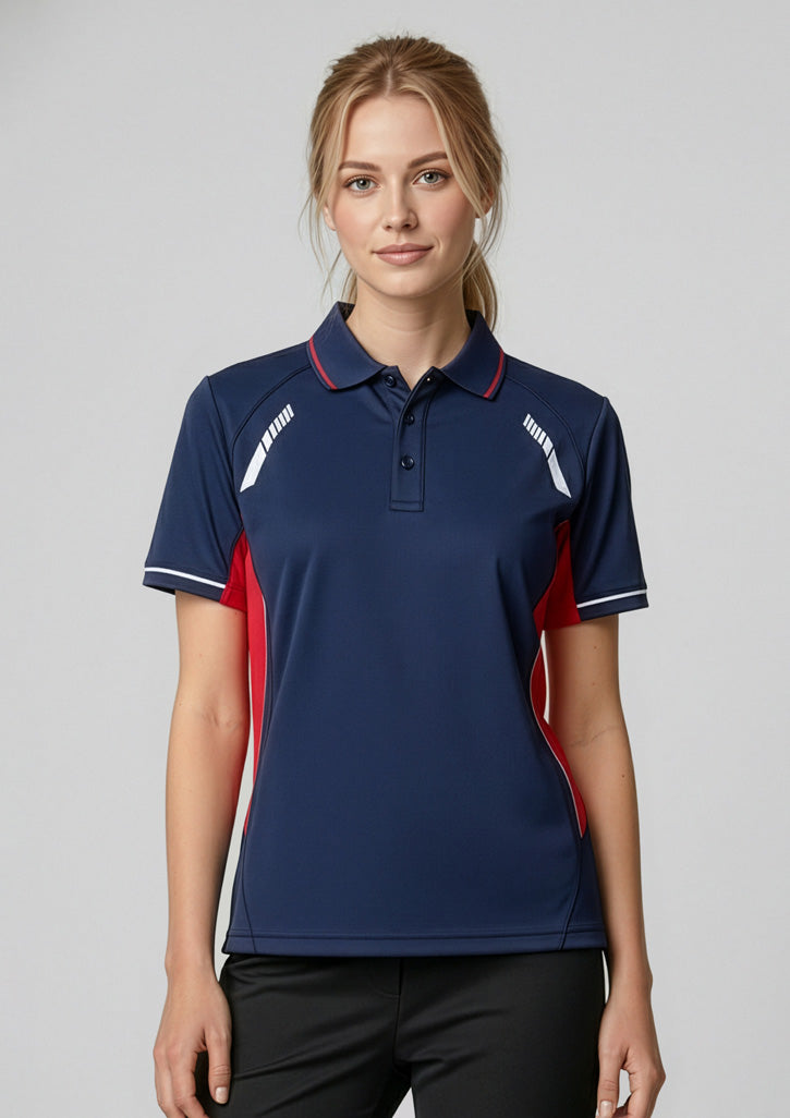 Womens Renegade Short Sleeve Polo - Navy/Red/Silver