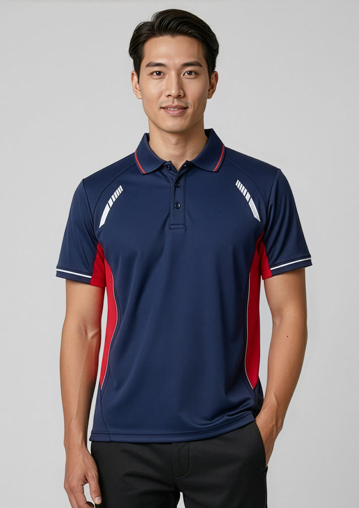 Mens Renegade Short Sleeve Polo - Navy/Red/Silver