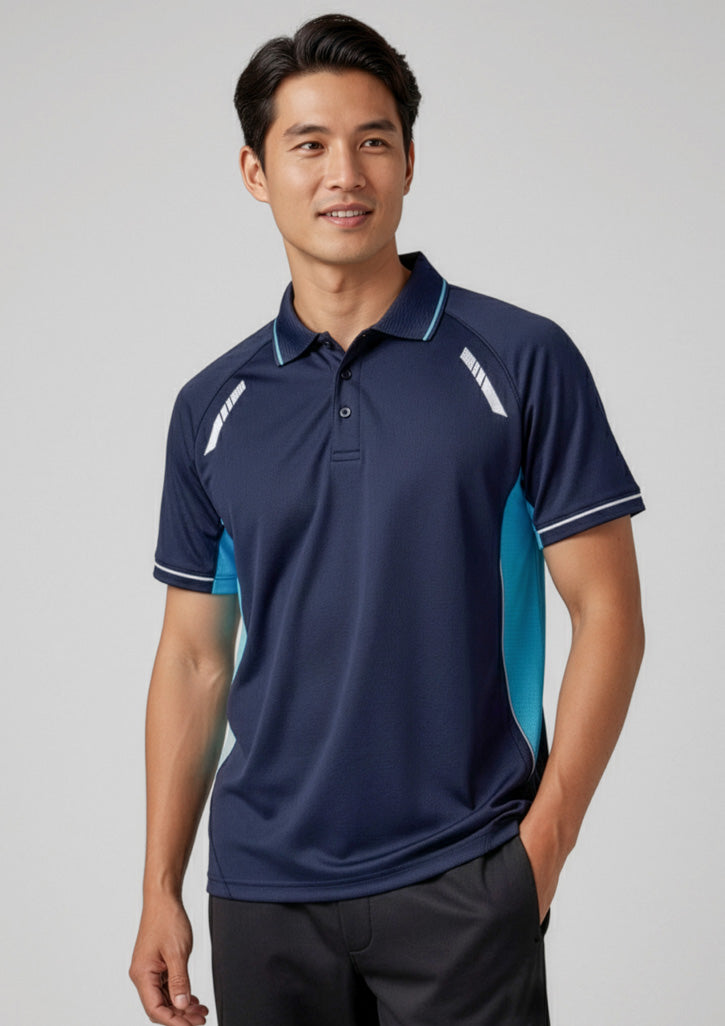 Mens Renegade Short Sleeve Polo - Navy/Sky/Silver