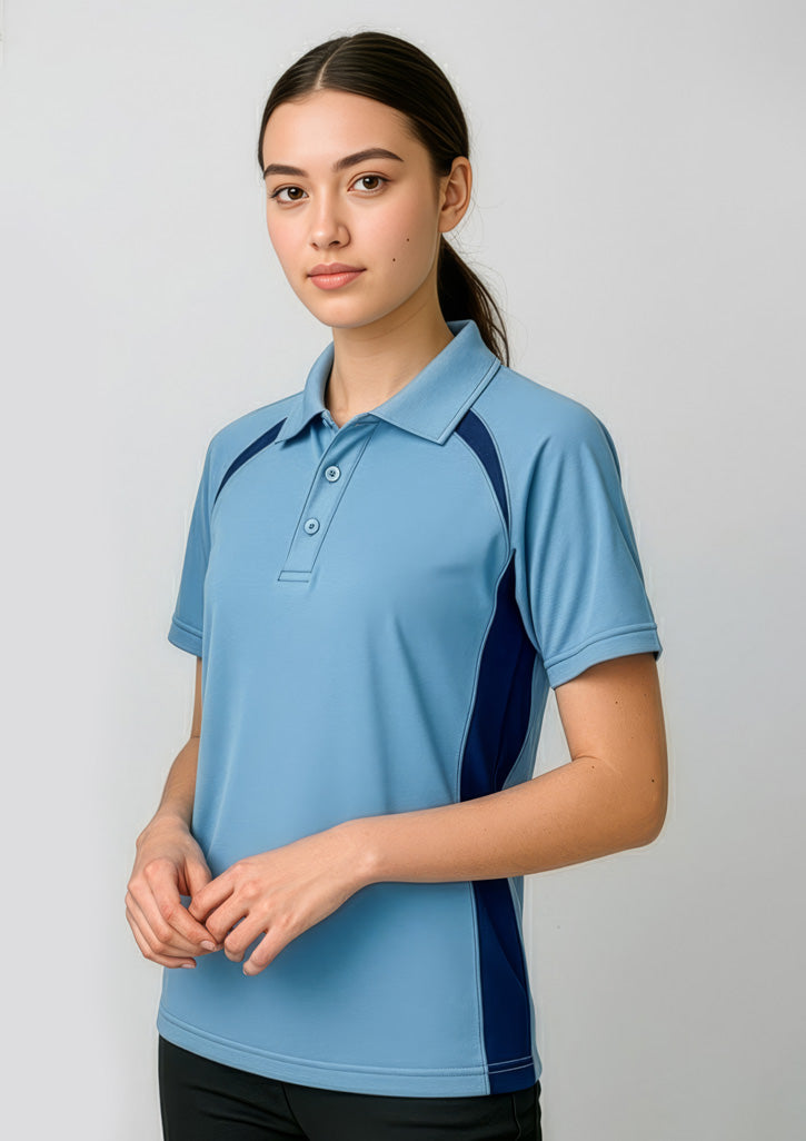 Kids Splice Short Sleeve Polo - Spring Blue/Navy