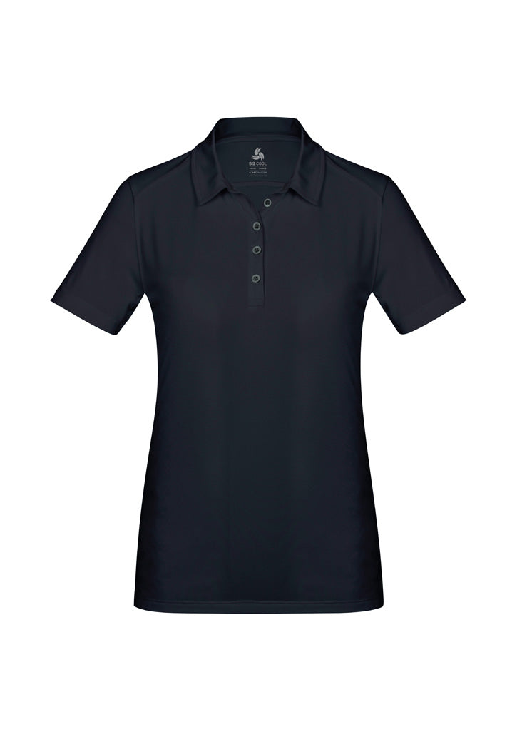 Womens Aero Short Sleeve Polo - Solid Black