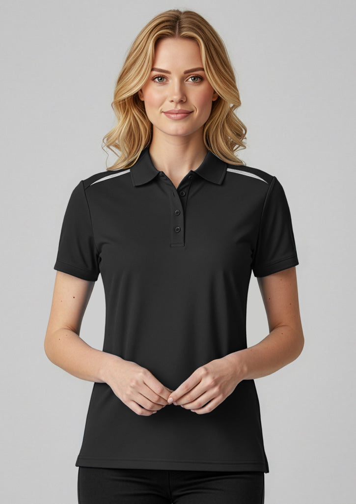 Womens Sonar Short Sleeve Polo - Black/White