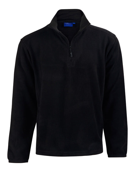 Adult's Half Zip Polar Fleece Pullover - Black