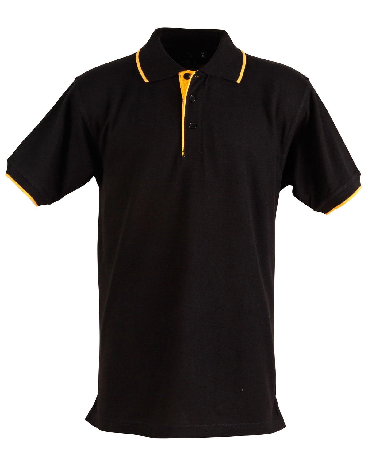 Mens S/L pique polo contrast - Black.Gold