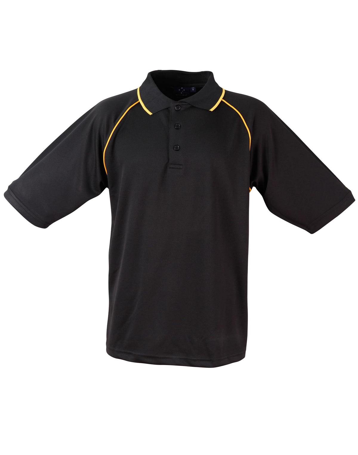 mens cooldry raglan S/S polo - Black.Gold