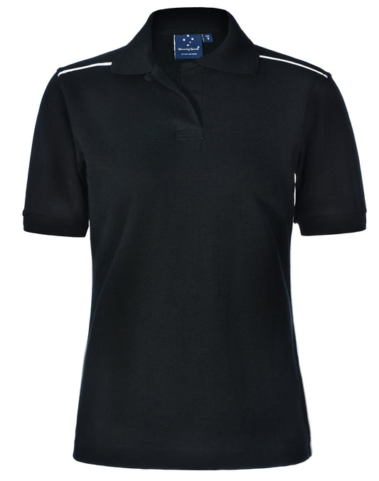 ladies' pure cotton contrast piping - Black.White