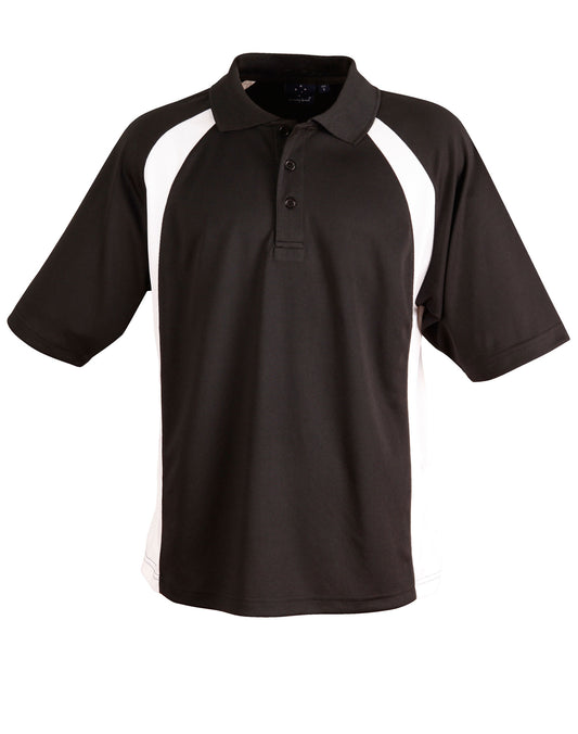 Men's CoolDry Micro-mesh Contrast Colour Polo - Black.White