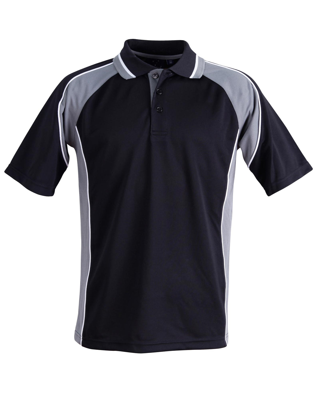 mens mini waffle coold polo - Black.Ash