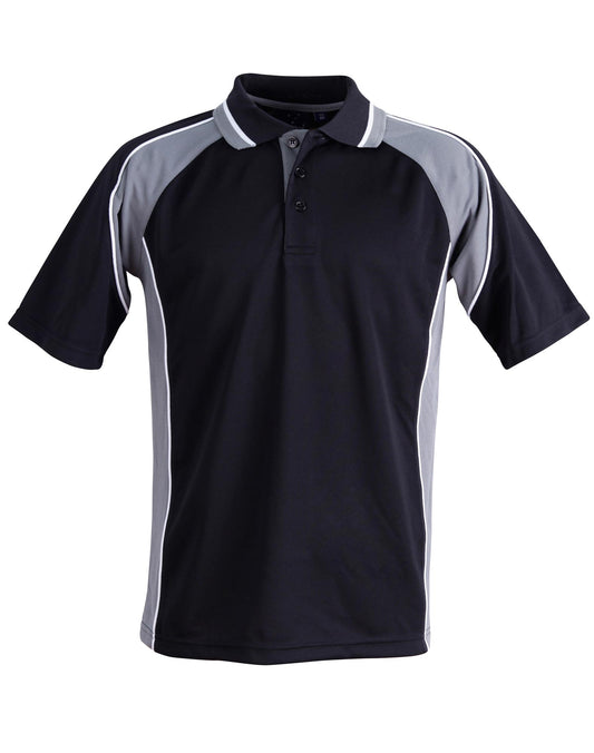 Kids' mini waffle CoolDry Polo - Black.Ash