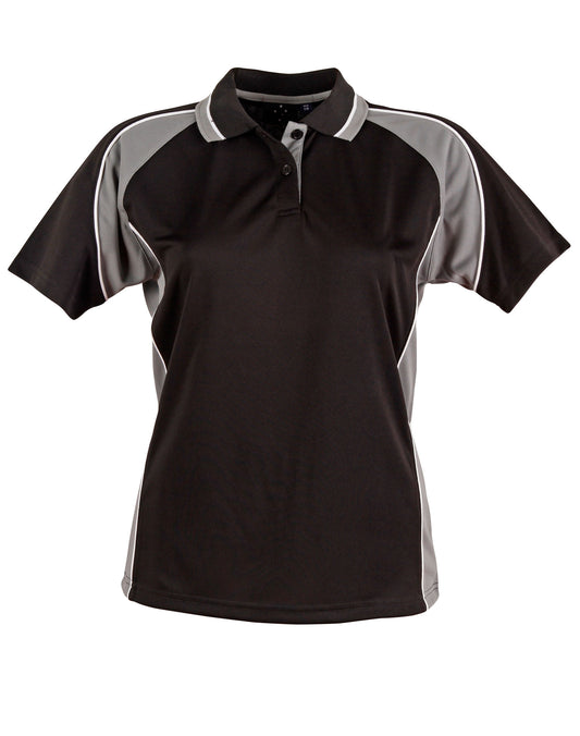 Ladies' mini waffle CoolDry Polo - Black.Ash