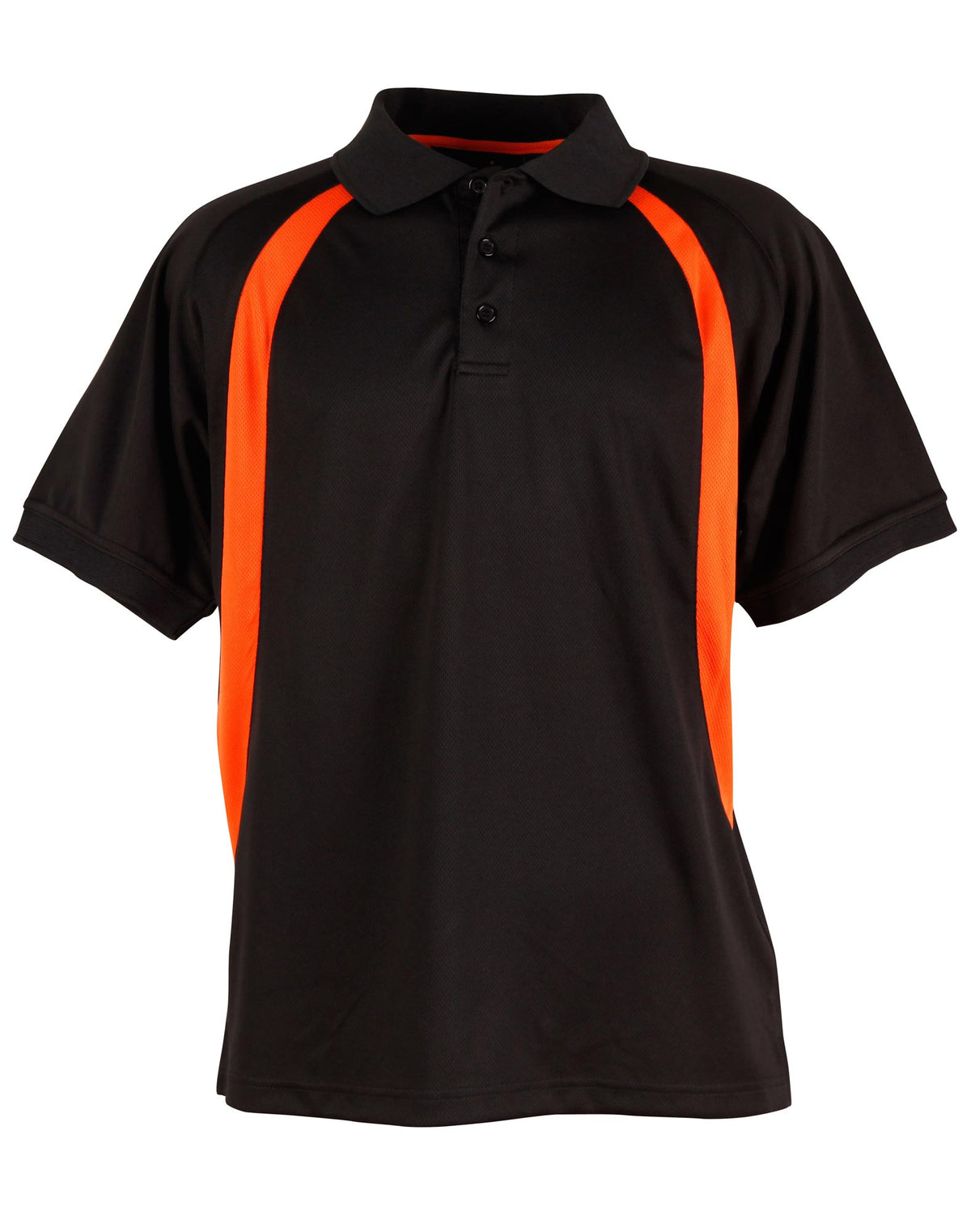 Mens CoolDry Soft Mesh Polo - Black.Orange