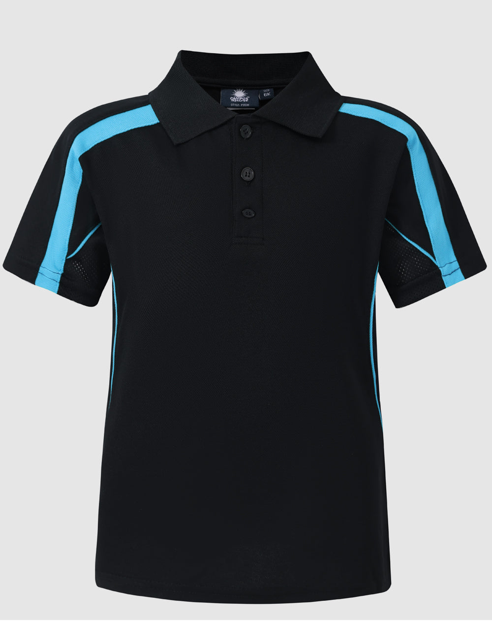 Kids S/S polo truedry - Black.Aqua Blue