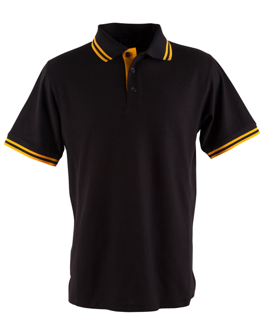 Kids' Truedry Contrast S/S Polo - Black.Gold