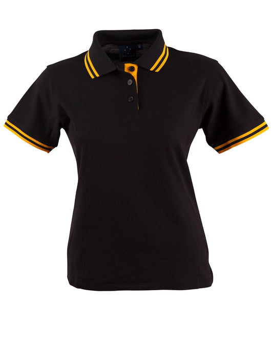 Ladies' Truedry Contrast S/S Polo - Black.Gold