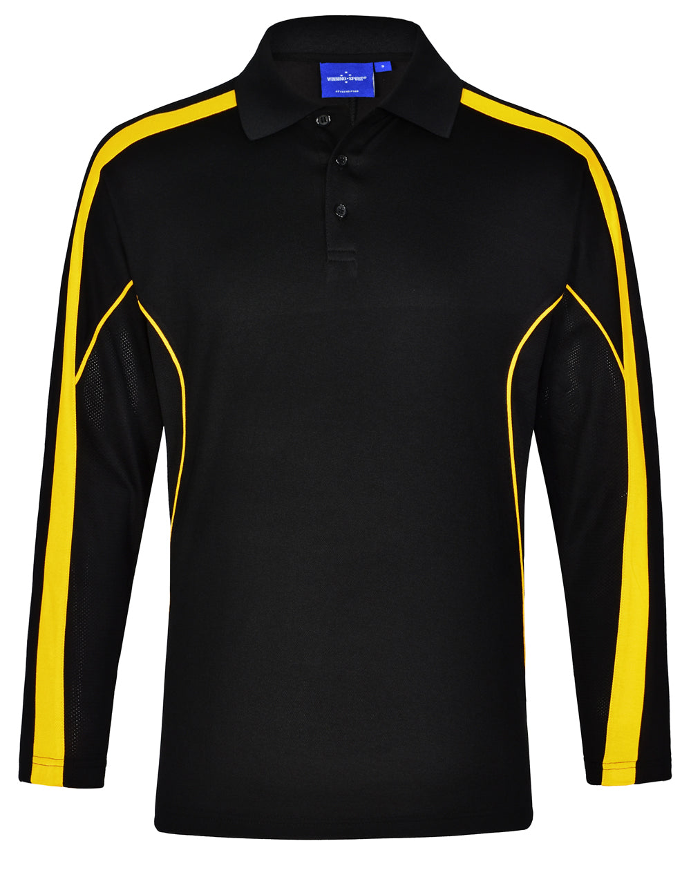 Men's TrueDry Long Sleeve Polo - Black.Gold