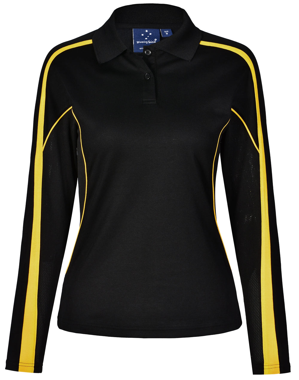 Ladies' TrueDry Long Sleeve Polo - Black.Gold