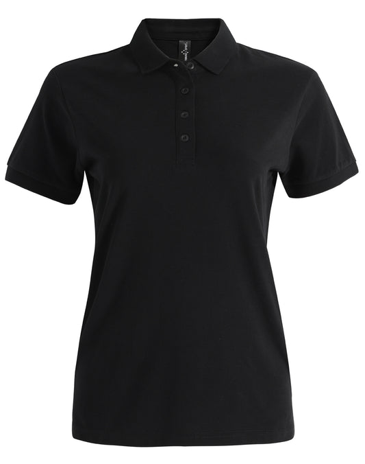 Ladies Ultrafine Cotton Pique Polo - Black