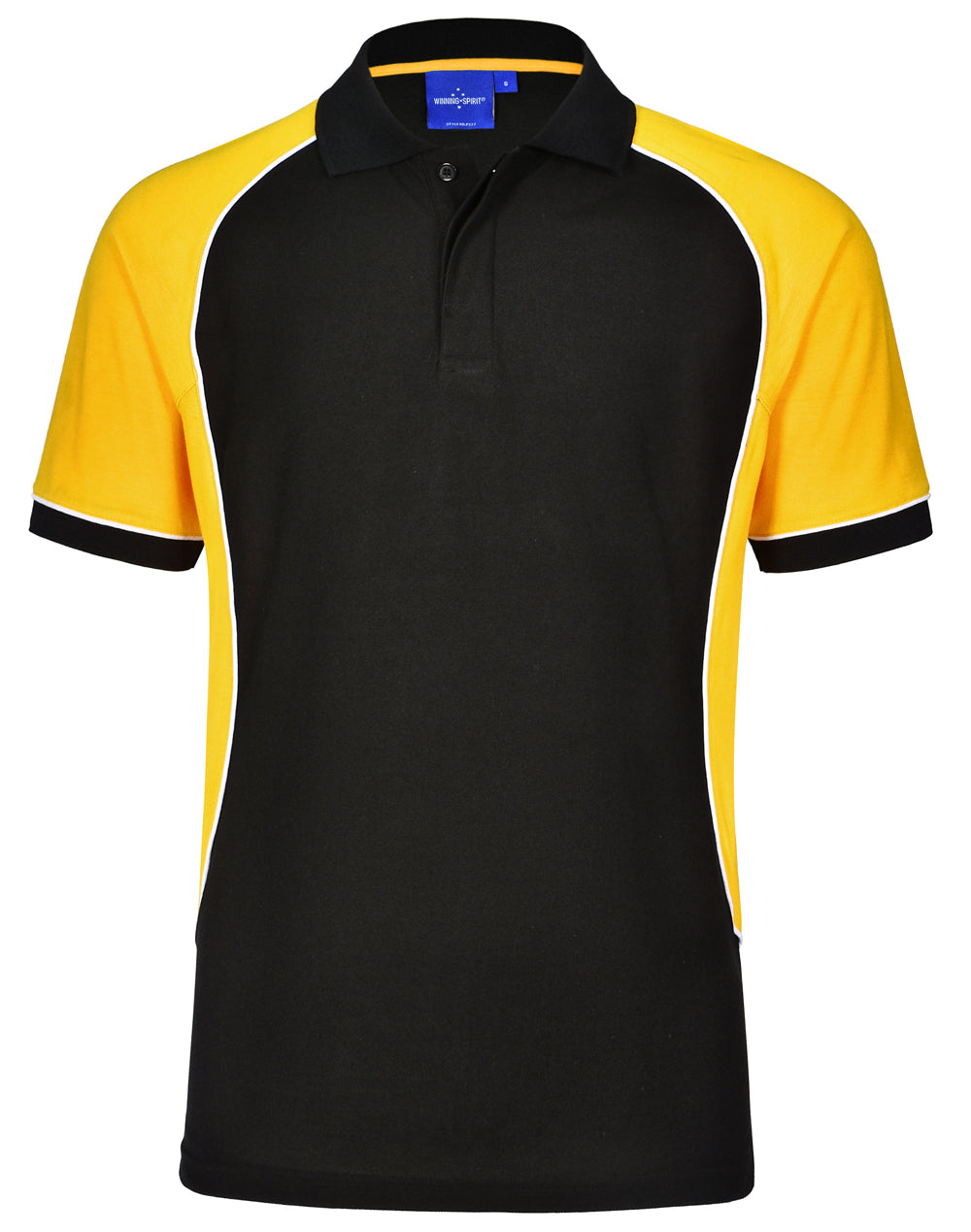 Men's TrueDry Tri-colour S/S Pique Polo - Black.White.Gold