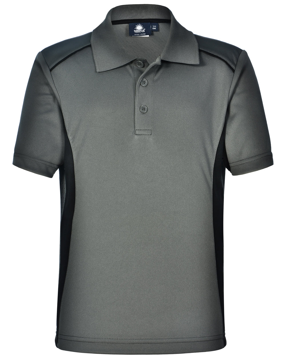 Kids' Cooldry S/S Contrast Interlock Polo - Ash.Black
