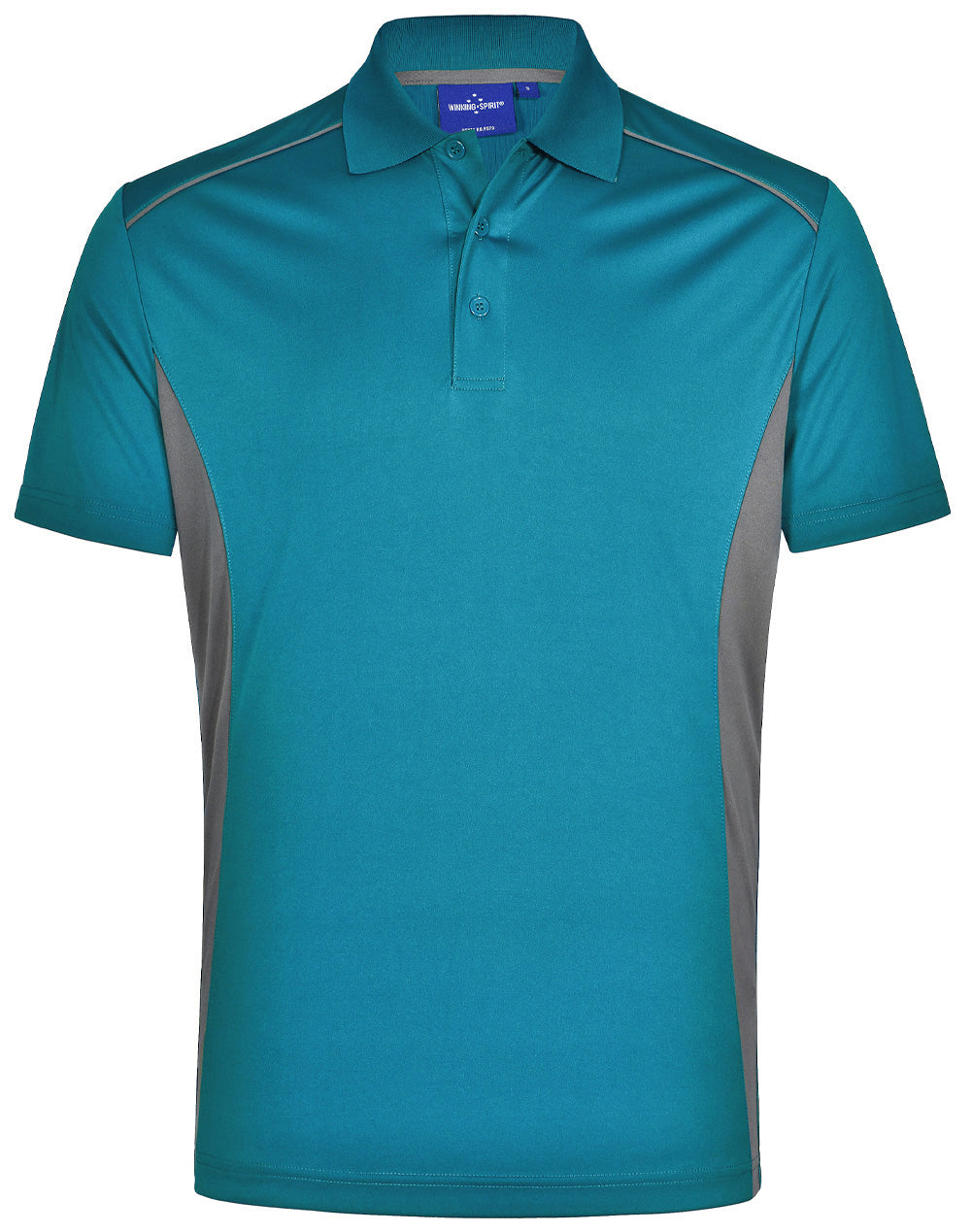Men's Cooldry S/S Contrast Interlock Polo - Aegean Blue.Ash