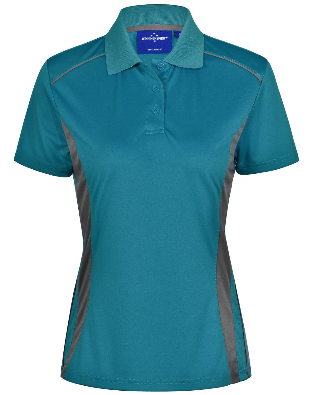 Ladies' Cooldry S/S Contrast Interlock Polo - Aegean Blue.Ash