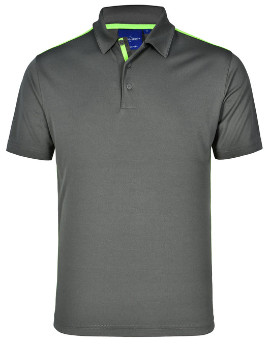 Men's rapid cool short sleeve contrast polo - Ash.Lime