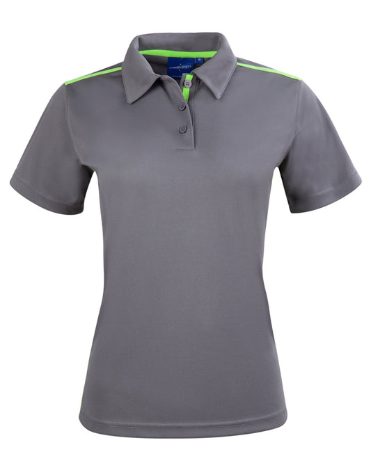 Ladies' rapid cool short sleeve contrast polo - Ash.Lime