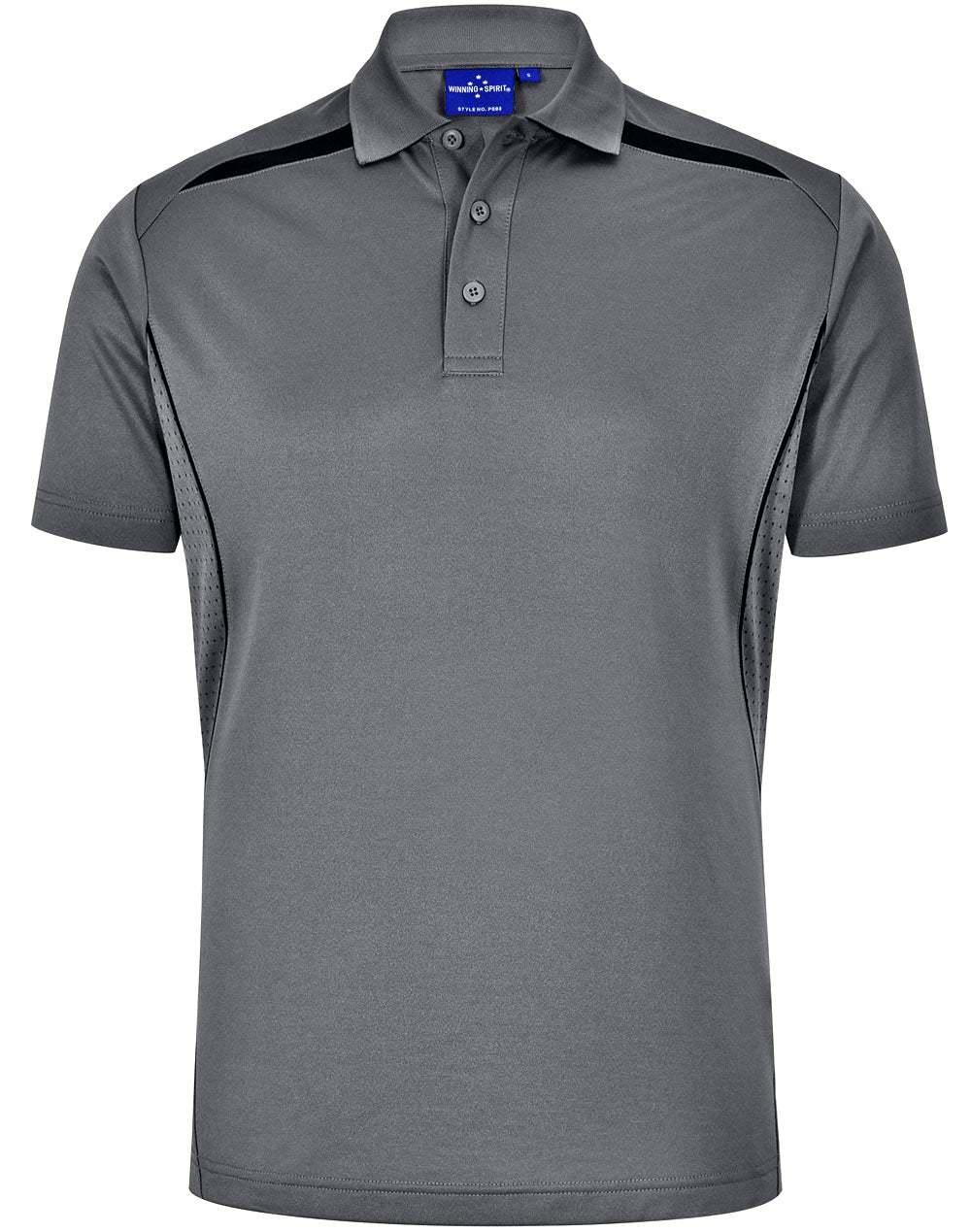 Men's Sustainable Poly/Cotton Contrast S/S Polo - Ash.Black