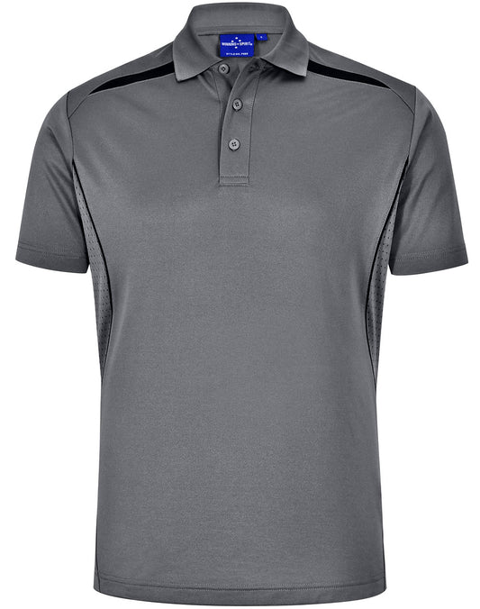 Men's Sustainable Poly/Cotton Contrast S/S Polo - Ash.Black
