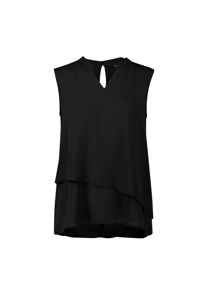 Womens Seville Sleeveless Layered Blouse - Black