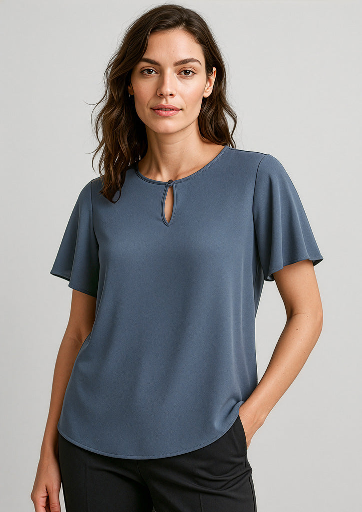 Womens Vienna Short Sleeve Blouse - Storm Blue