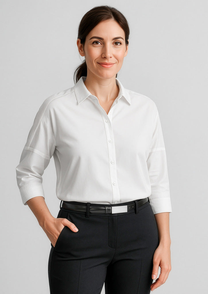 Womens Dahlia 3/4 Sleeve Blouse - White