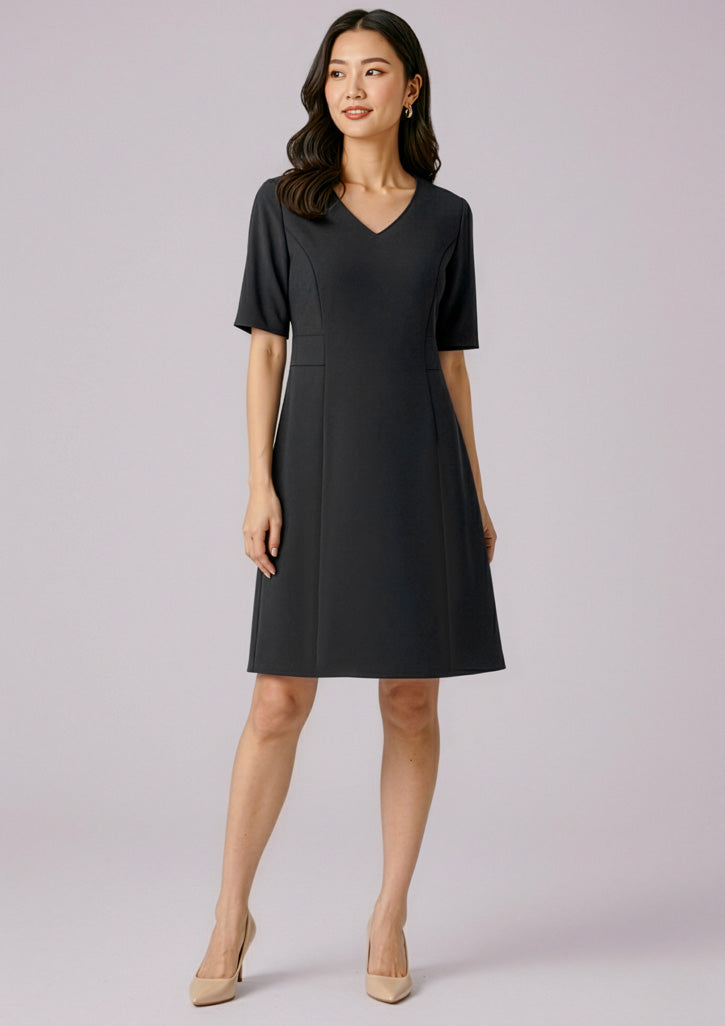 Womens Siena Extended Short Sleeve Dress - Black