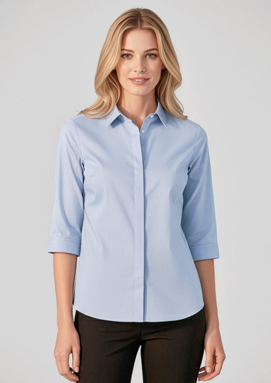 Womens Charlie 3/4 Sleeve Shirt - Blue Chambray