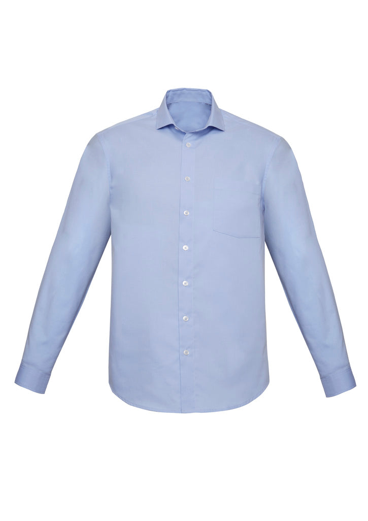 Mens Charlie Classic Fit Long Sleeve Shirt - Blue Chambray