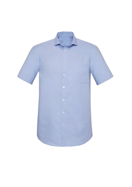 Mens Charlie Classic Fit Short Sleeve Shirt - Blue Chambray