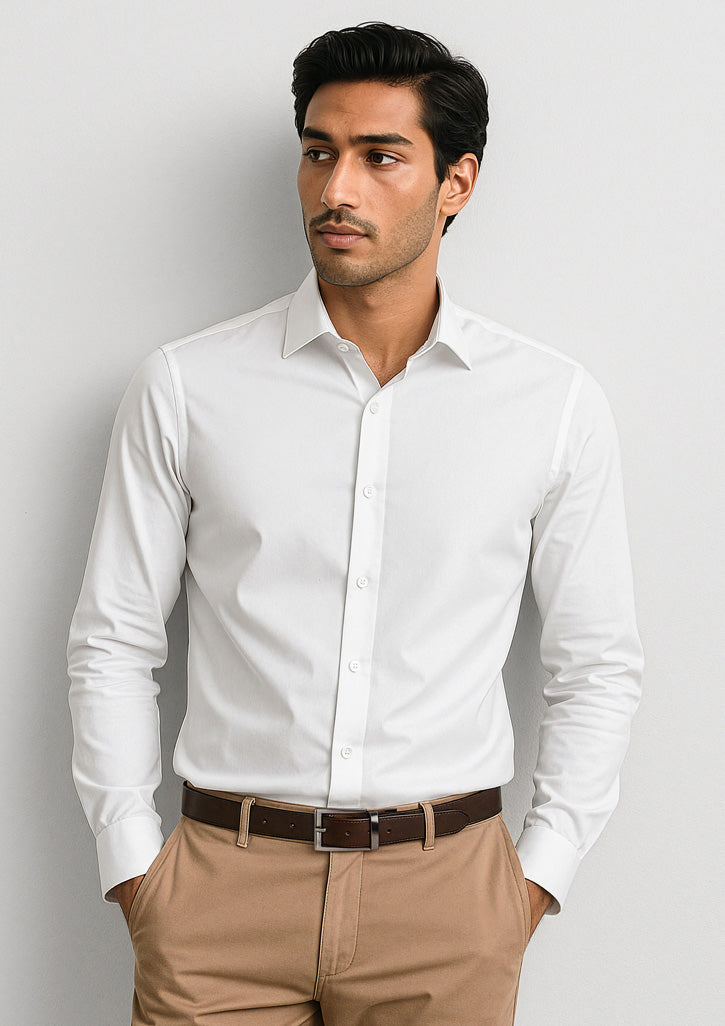 Mens Charlie Slim Fit Long Sleeve Shirt - White