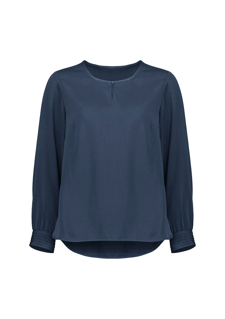 Womens Evelyn Long Sleeve Blouse - Mineral Blue